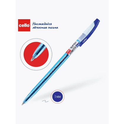 Ручка шариковая "Slimo", 1.0 мм, прозрачный, синий, стерж. синий - 3
