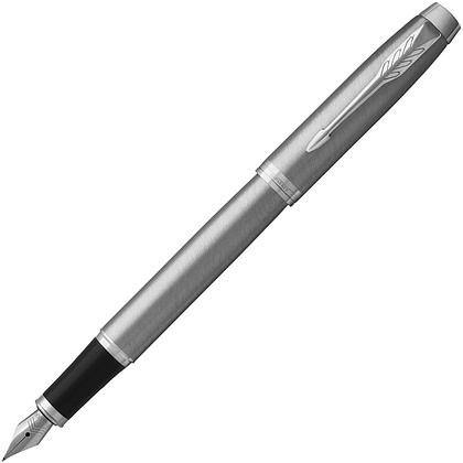 Ручка перьевая Parker "IM Essential F319 Brushed Metal CT", F, серебристый, патрон синий