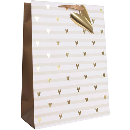 Пакет бумажный подарочный "Stripe&hearts", 33x15x45.5 см, разноцветный