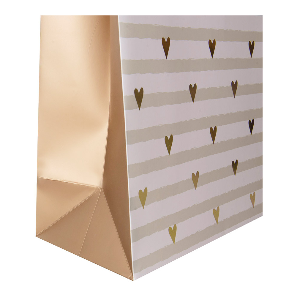 Пакет бумажный подарочный "Stripe&hearts", 33x15x45.5 см, разноцветный - 3