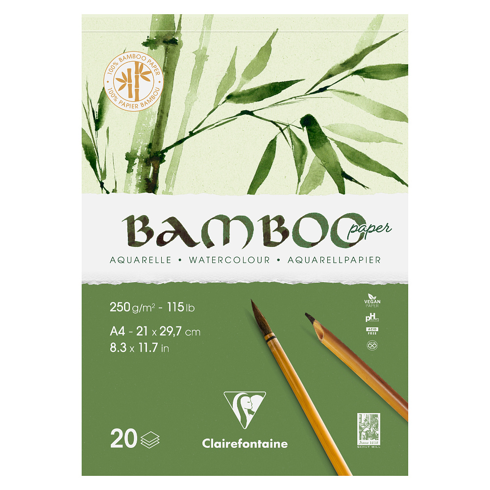 Блок-склейка для акварели "Bamboo", А4, 250г/м2, 20 листов