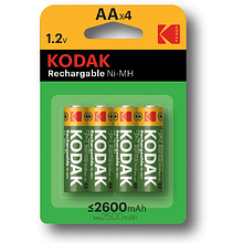 Аккумуляторные батареи Kodak Ni-Mh, 2600мА/ч, 1.2 V, 4 штуки