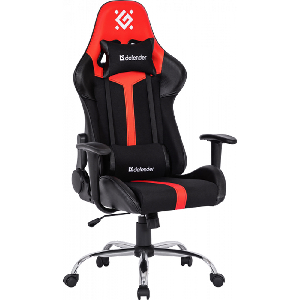 Кресло игровое Defender "Racer", искусственная кожа, металл, черный, красный