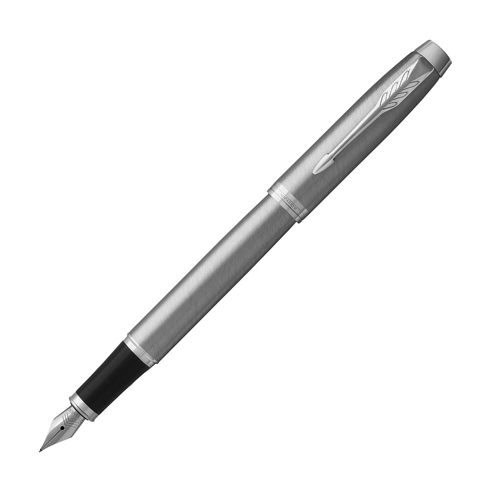Ручка перьевая Parker "IM Essential F319 Brushed Metal CT", F, серебристый, патрон синий